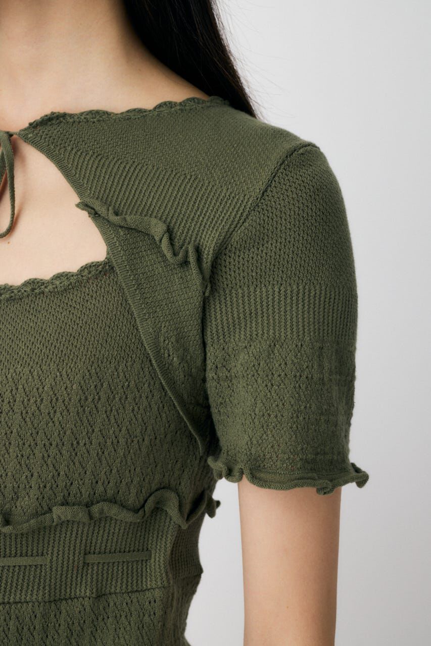 MOUSSY「BOW DESIGN KNIT ミニ  ドレス」|ワンピース|