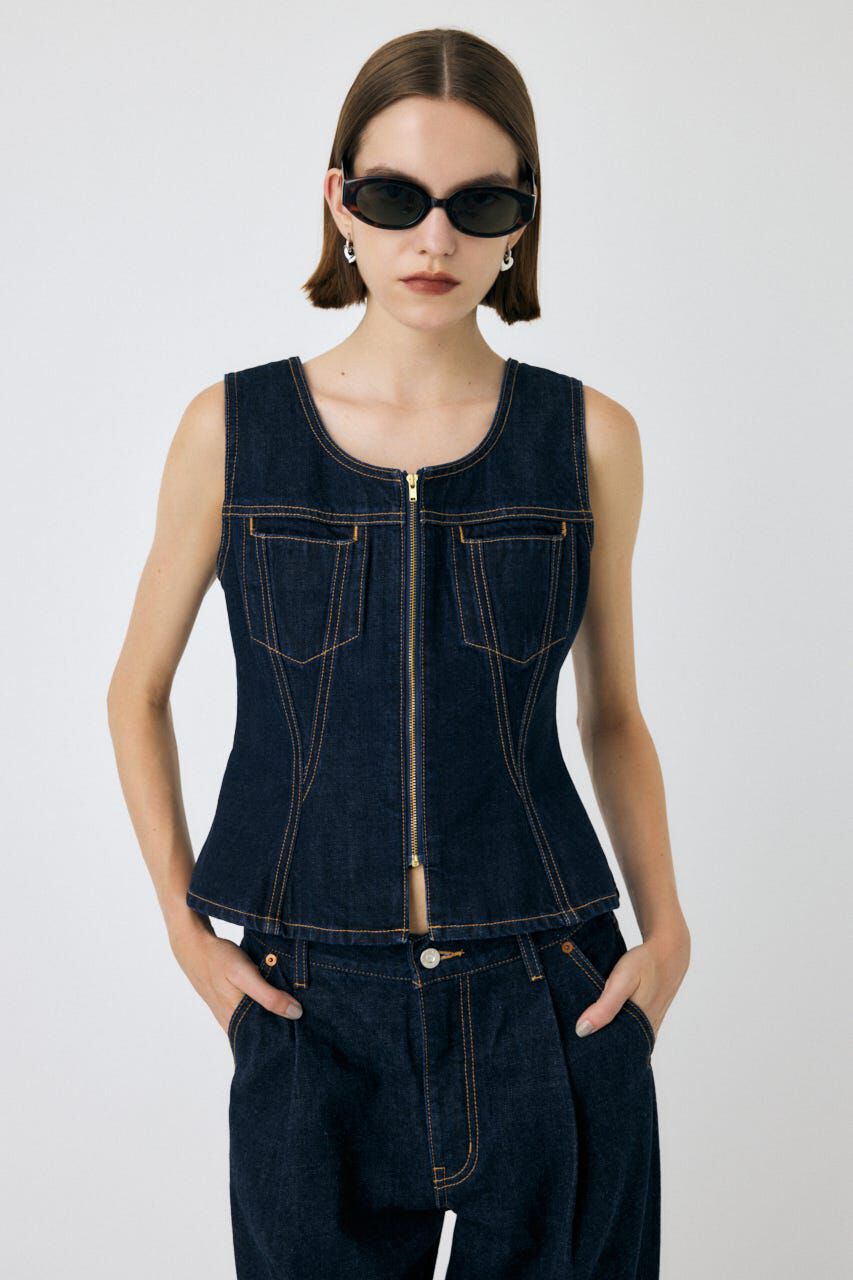 MOUSSY「WAIST FIT デニムベスト」|シャツ・ブラウス|One Wash1