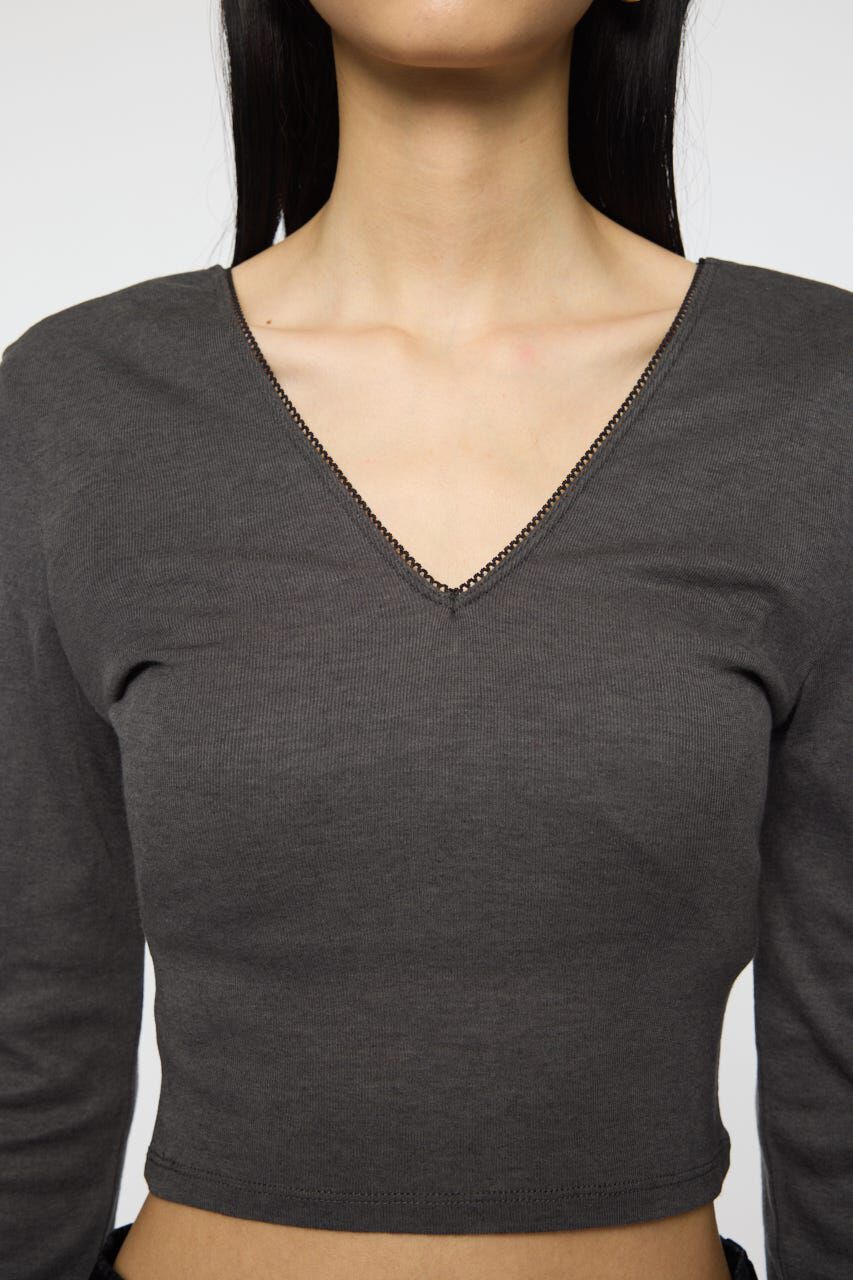 MOUSSY「DEEP V CUP ロングスリーブTEE」|Tシャツ・カットソー|