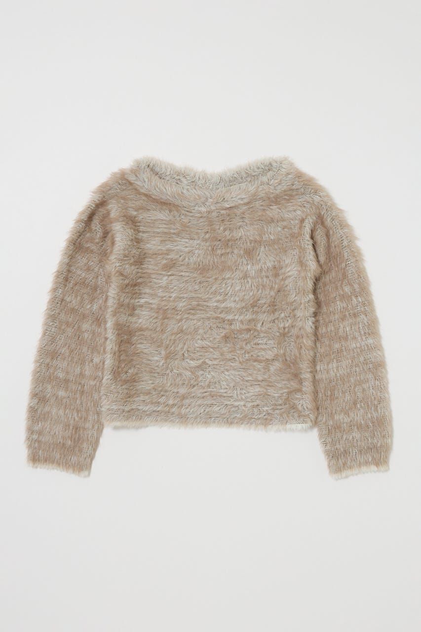 MOUSSY「FAUX FUR KNIT CROP トップス」|ニット・セーター|BEG