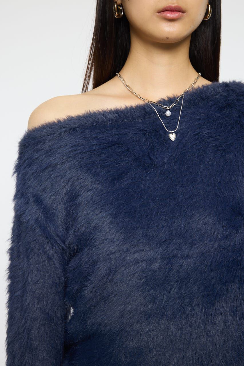 MOUSSY「FAUX FUR KNIT CROP トップス」|ニット・セーター|