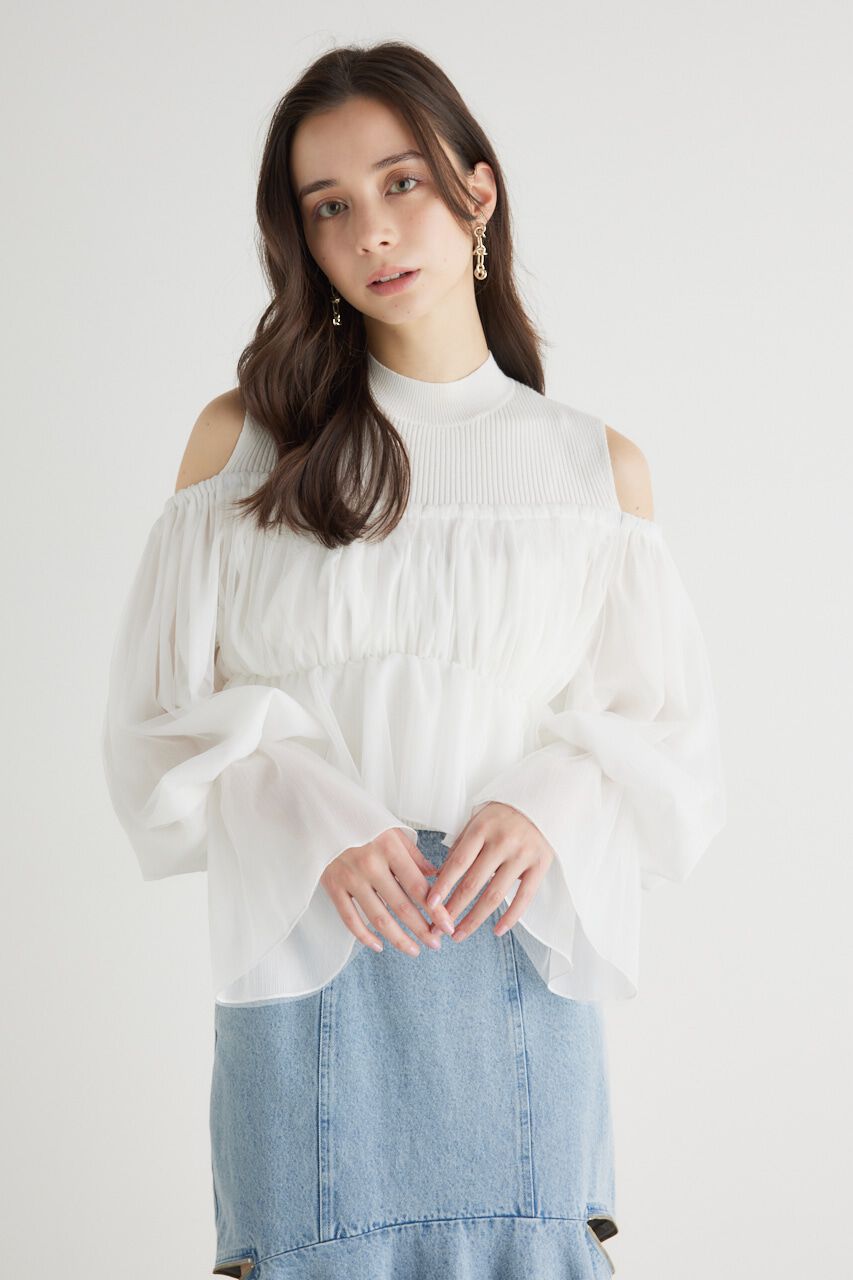 rienda「ペプラムチュールコンビKnit TOP」|ニット・セーター|IVOY3