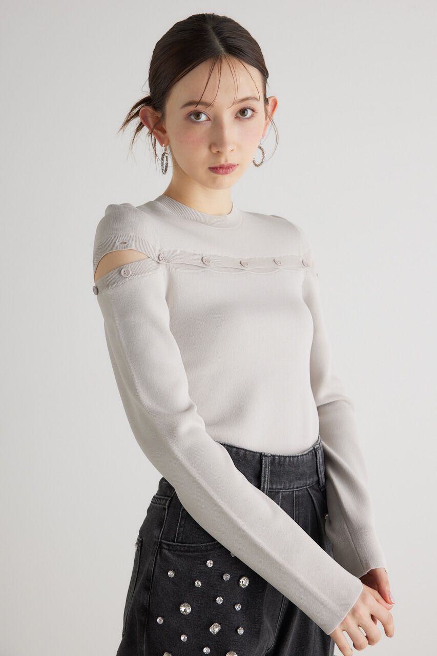 rienda「ケープボタンデザイン Knit TOP」|ニット・セーター|L/GRY1