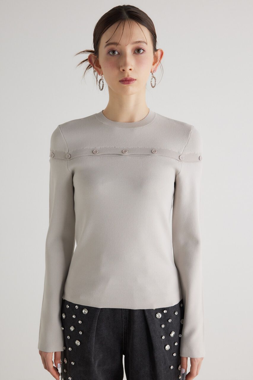 rienda「ケープボタンデザイン Knit TOP」|ニット・セーター|