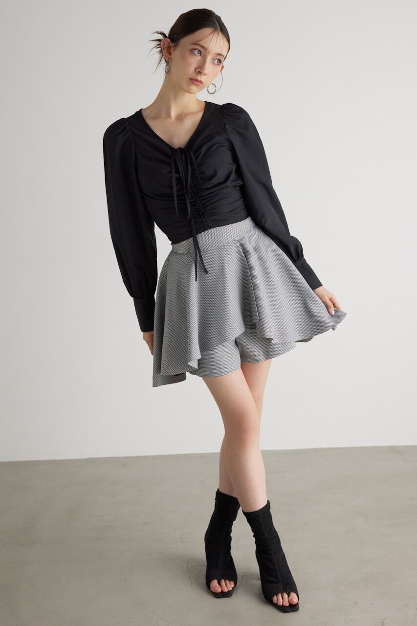 rienda「バックオープンギャザーデザイン TOP」|シャツ・ブラウス|