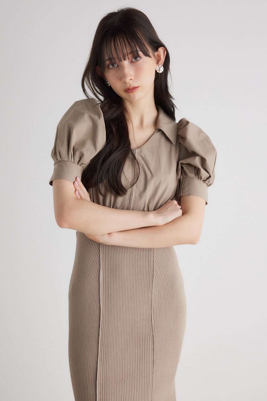 rienda「シャツドッキング Knit OP」|ワンピース|