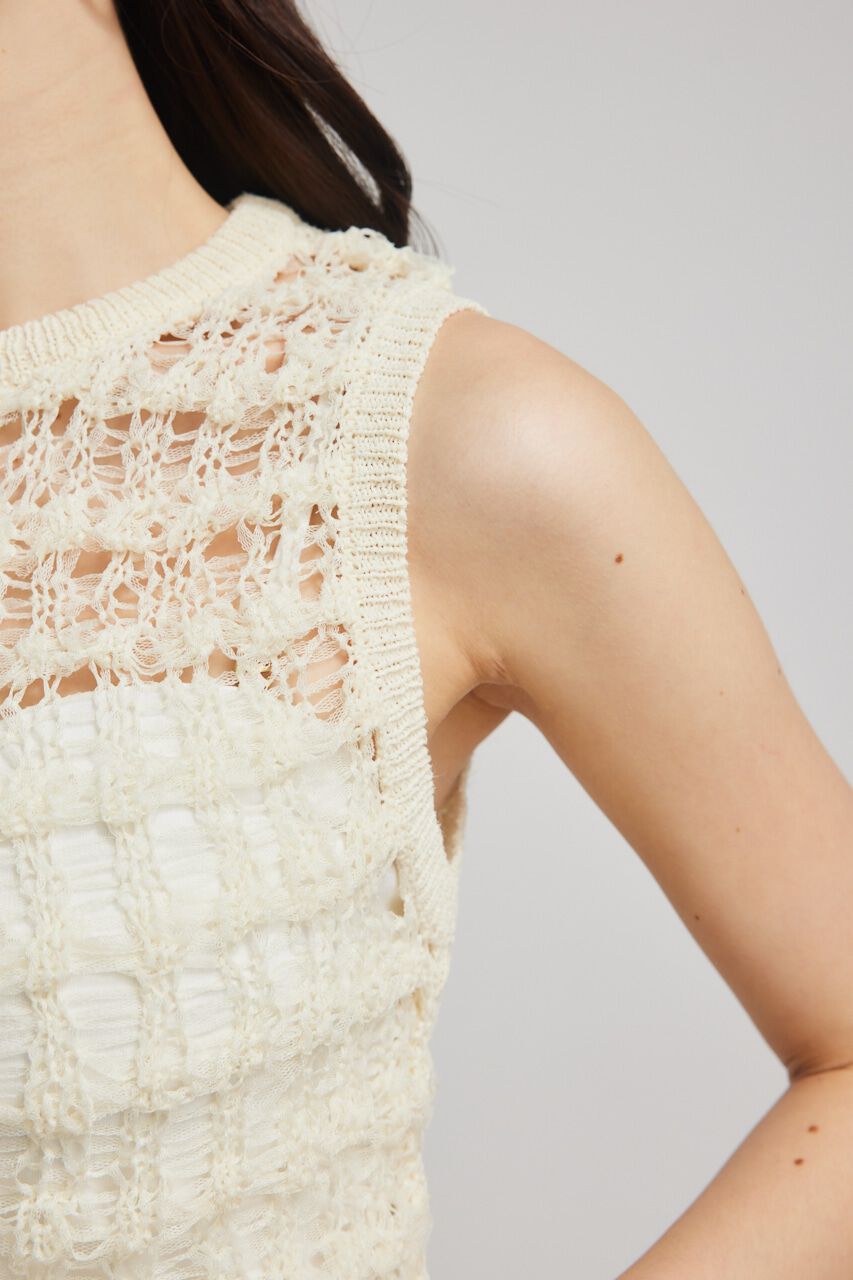 rienda「メッシュヤーンKnit TOP」|タンクトップ|