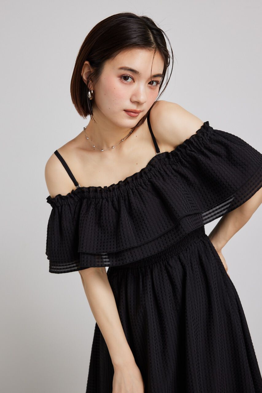 rienda「オフショルダーフリルフレアOP」|ワンピース|