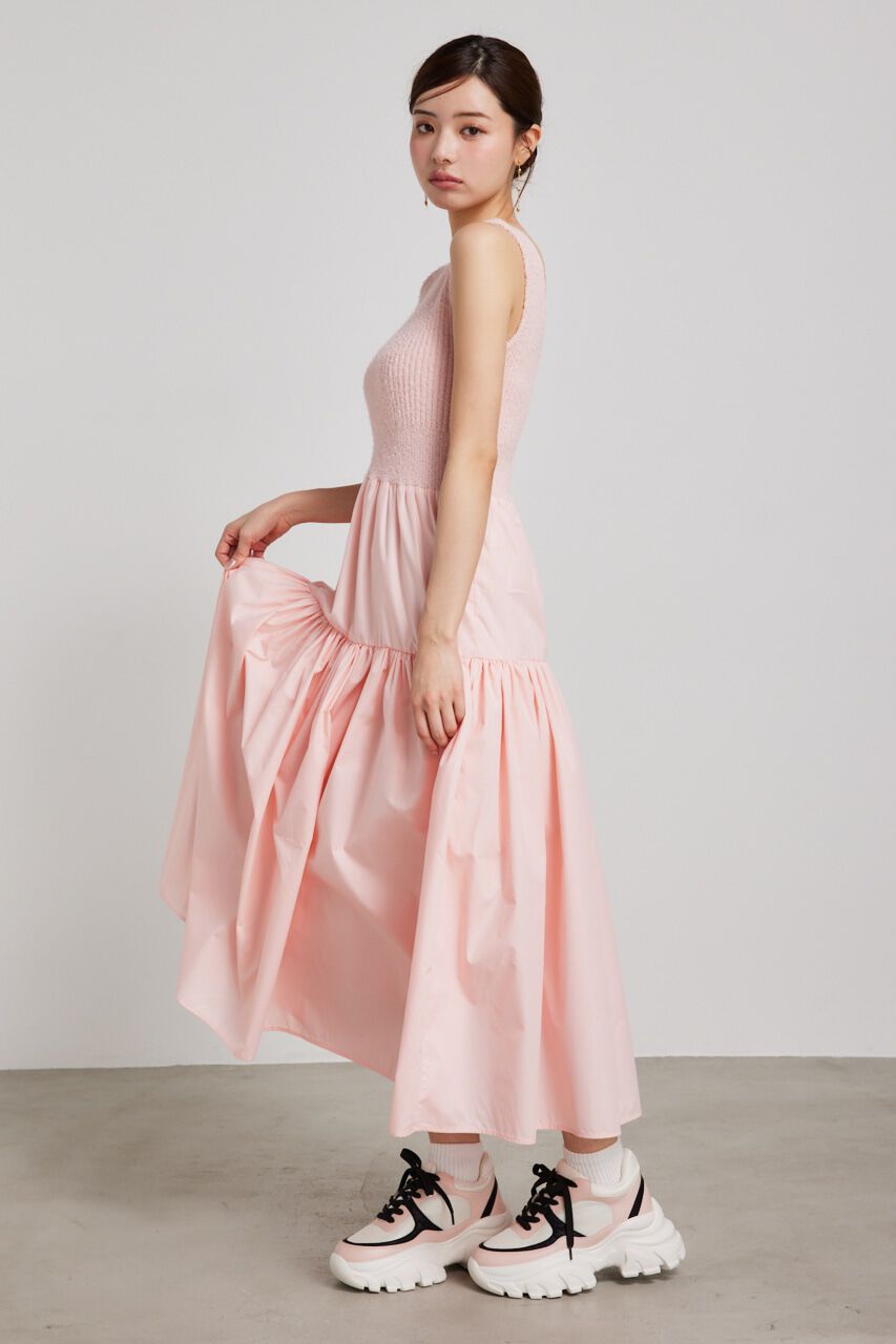 rienda「サマーシャギーknitコンビフレアOP」|ワンピース|L/PNK1