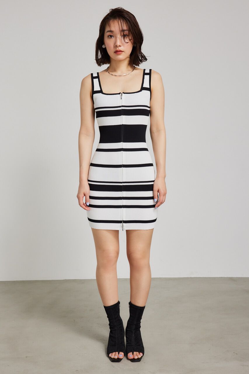 rienda「2WAY ZIPタイト mini knit OP」|ワンピース|