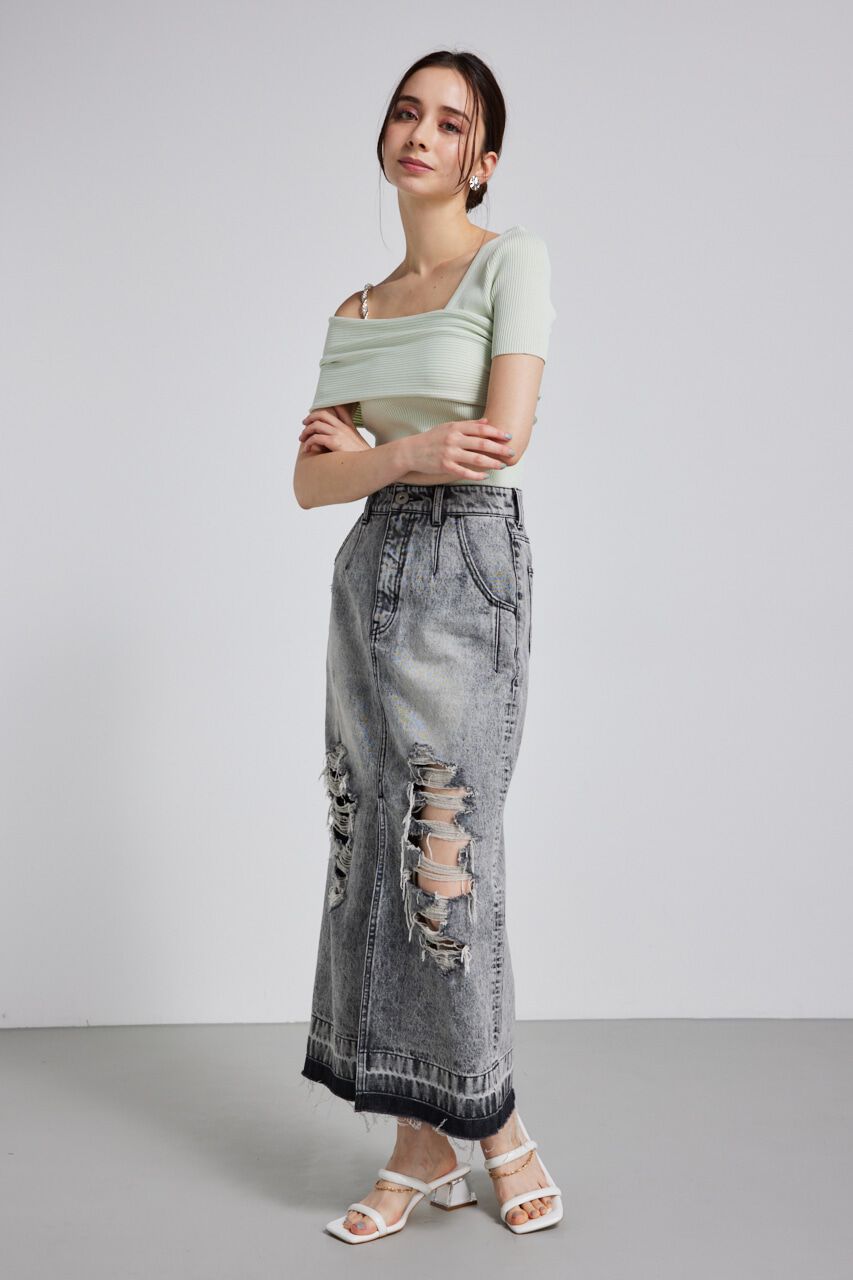 rienda「アシンメトリーショルダーKnit TOP」|ニット・セーター|