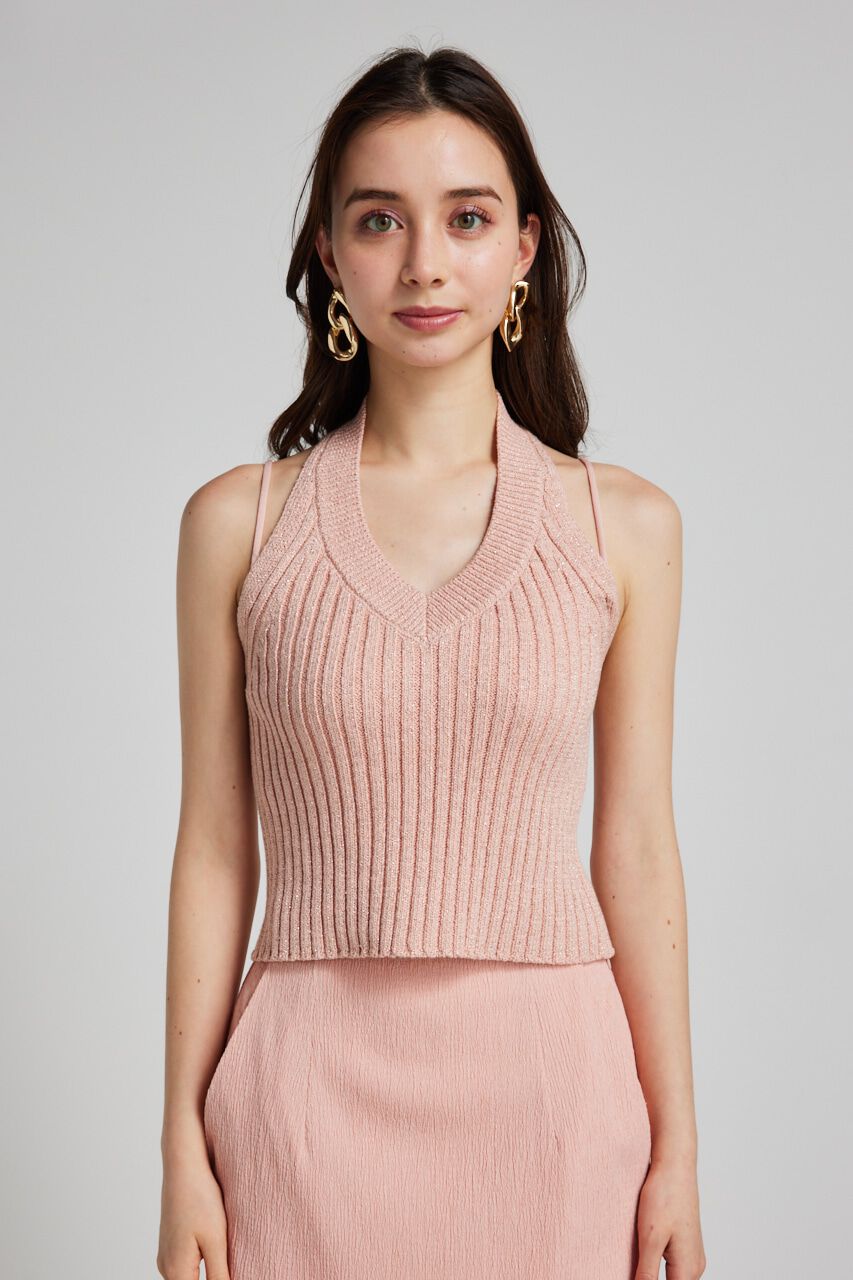 rienda「ホルターNCクロップドKnit TOP」|タンクトップ|