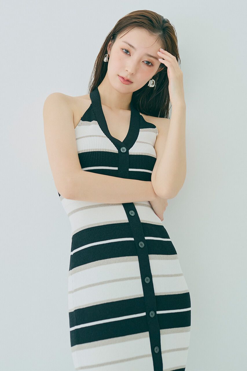 rienda「ホルターネックタイトニットワンピース」|ワンピース|