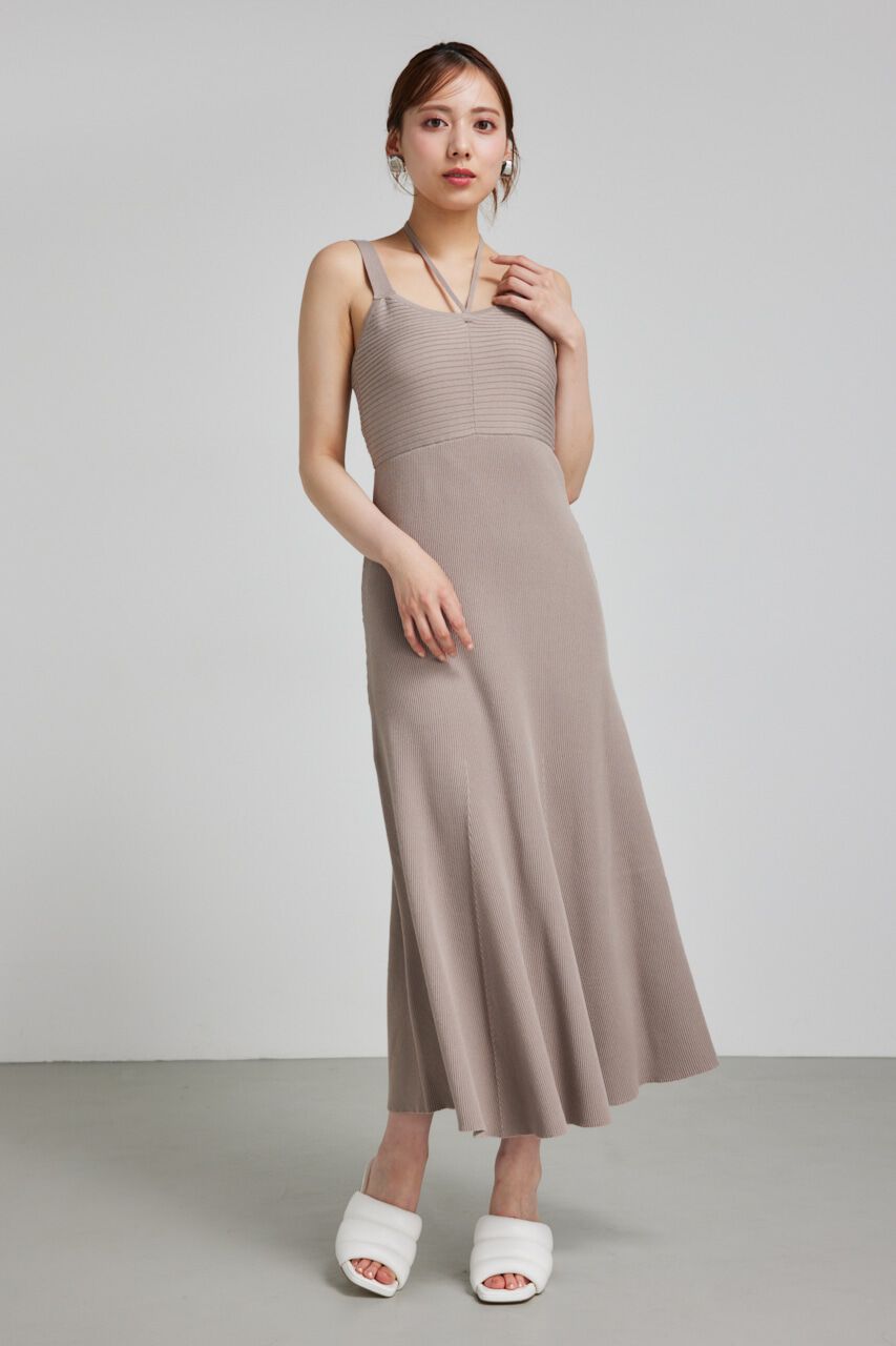 rienda「バストギャザーホルターマーメイドワンピース」|ワンピース|BEG