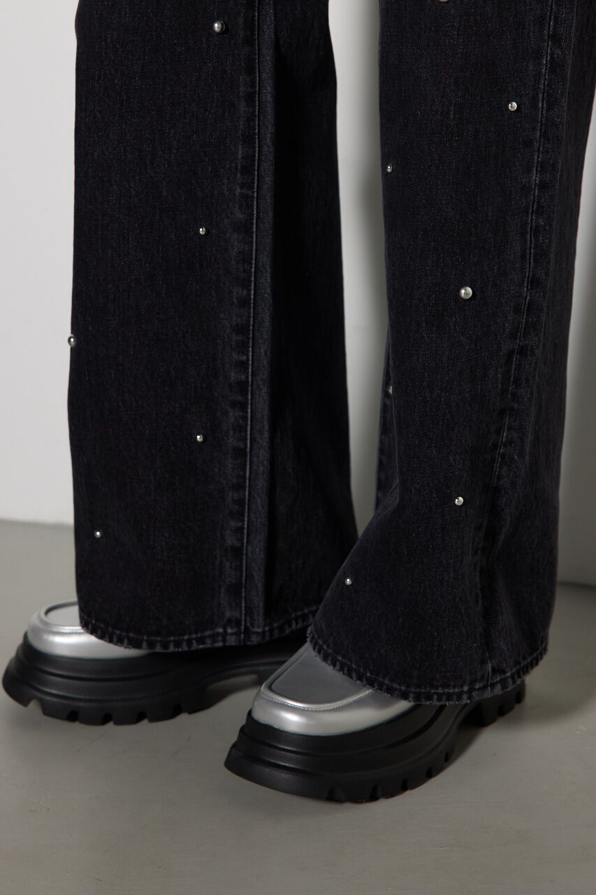 rienda「スタッズデザインワイドデニムパンツ」|その他|