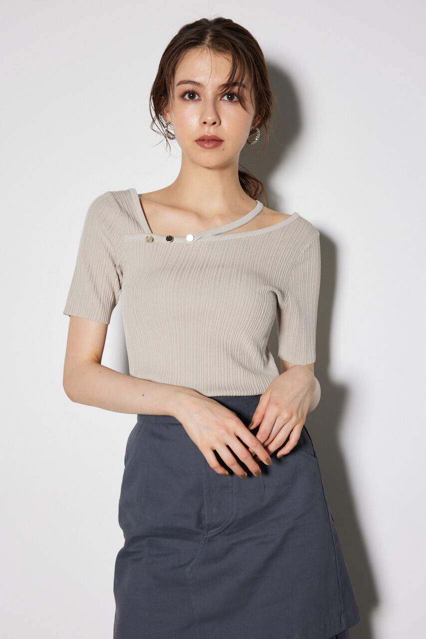 rienda「2WAYアシンメトリーニットトップス」|ニット・セーター|L/BEG1