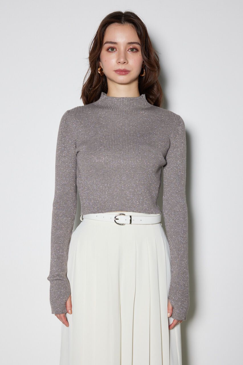 rienda「サムホール付きウォッシャブルハイネック ニット トップス」|ニット・セーター|