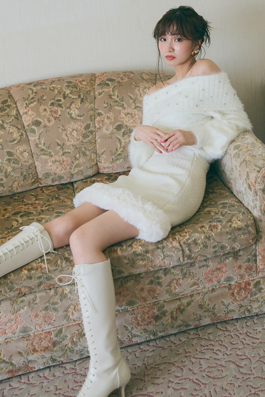 rienda「ツイードフェイクファースコートショートパンツ」|その他|WHT