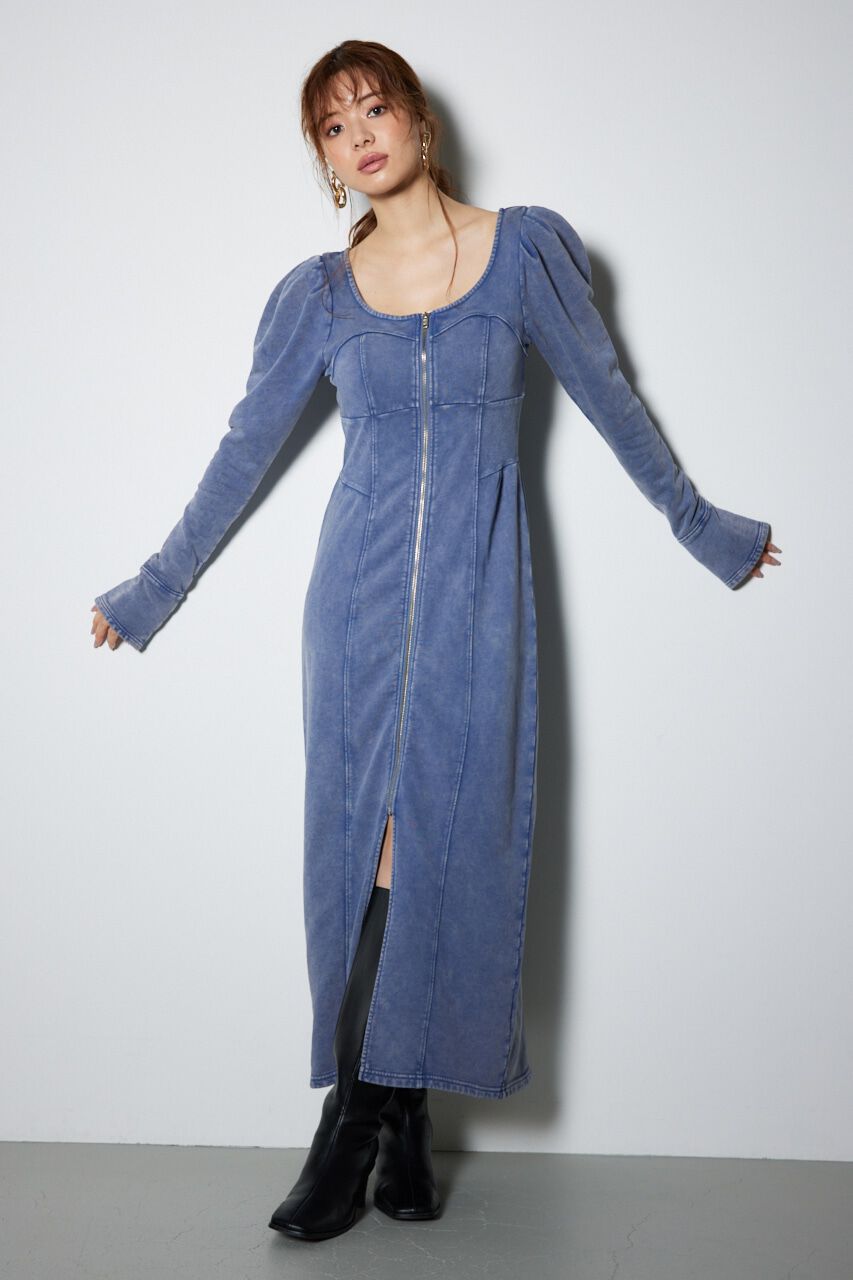 rienda「デニム風CUTタイトワンピース」|ワンピース|BLU