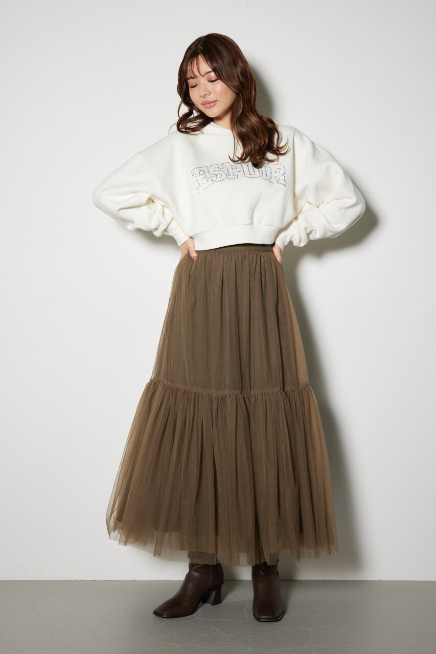 rienda「ビジューロゴフーディートップス」|パーカー|