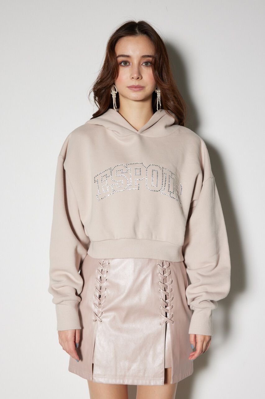 rienda「ビジューロゴフーディートップス」|パーカー|