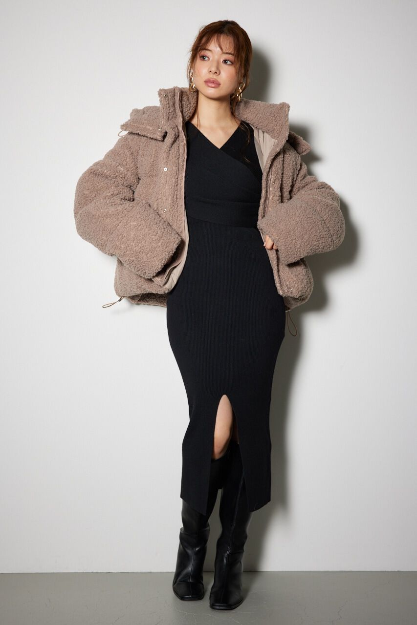 rienda「フード付きショートボアダウンジャケット」|その他|