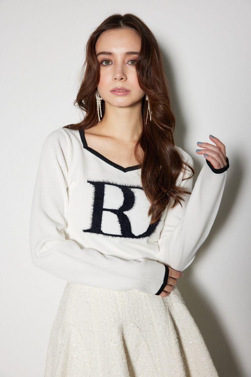 rienda「BIG Rロゴロング スリーブ ニット トップス」|ニット・セーター|