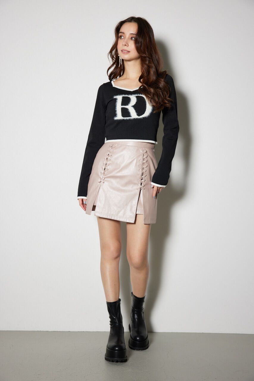 rienda「BIG Rロゴロング スリーブ ニット トップス」|ニット・セーター|