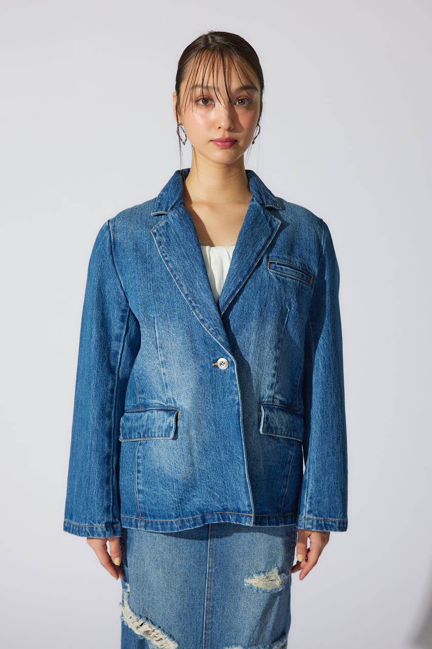rienda「テーラーカラーデニムジャケット」|デニムジャケット|