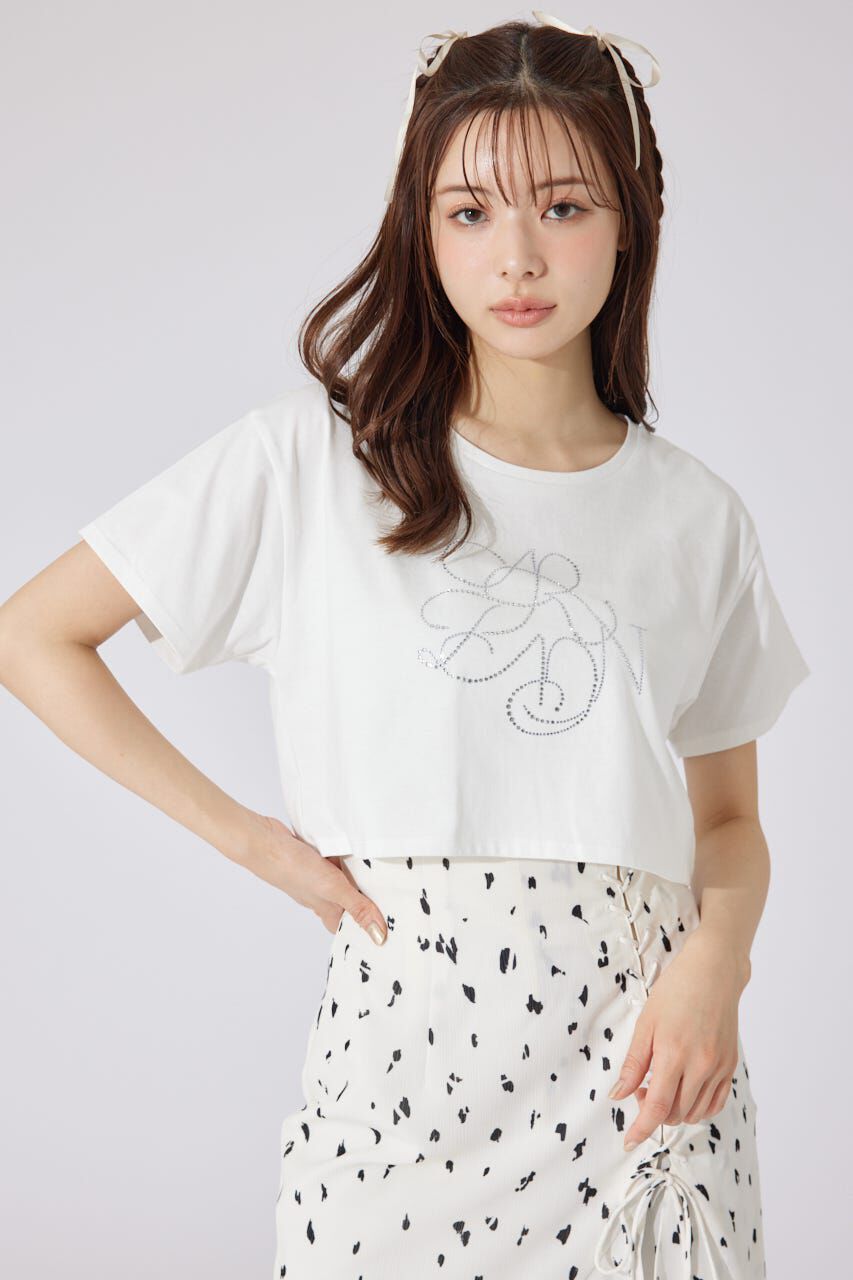 rienda「ラインストーンロゴTシャツ」|Tシャツ・カットソー|