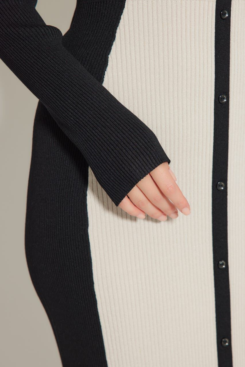 rienda「バイカラーオフショルリボンニットワンピース」|ワンピース|