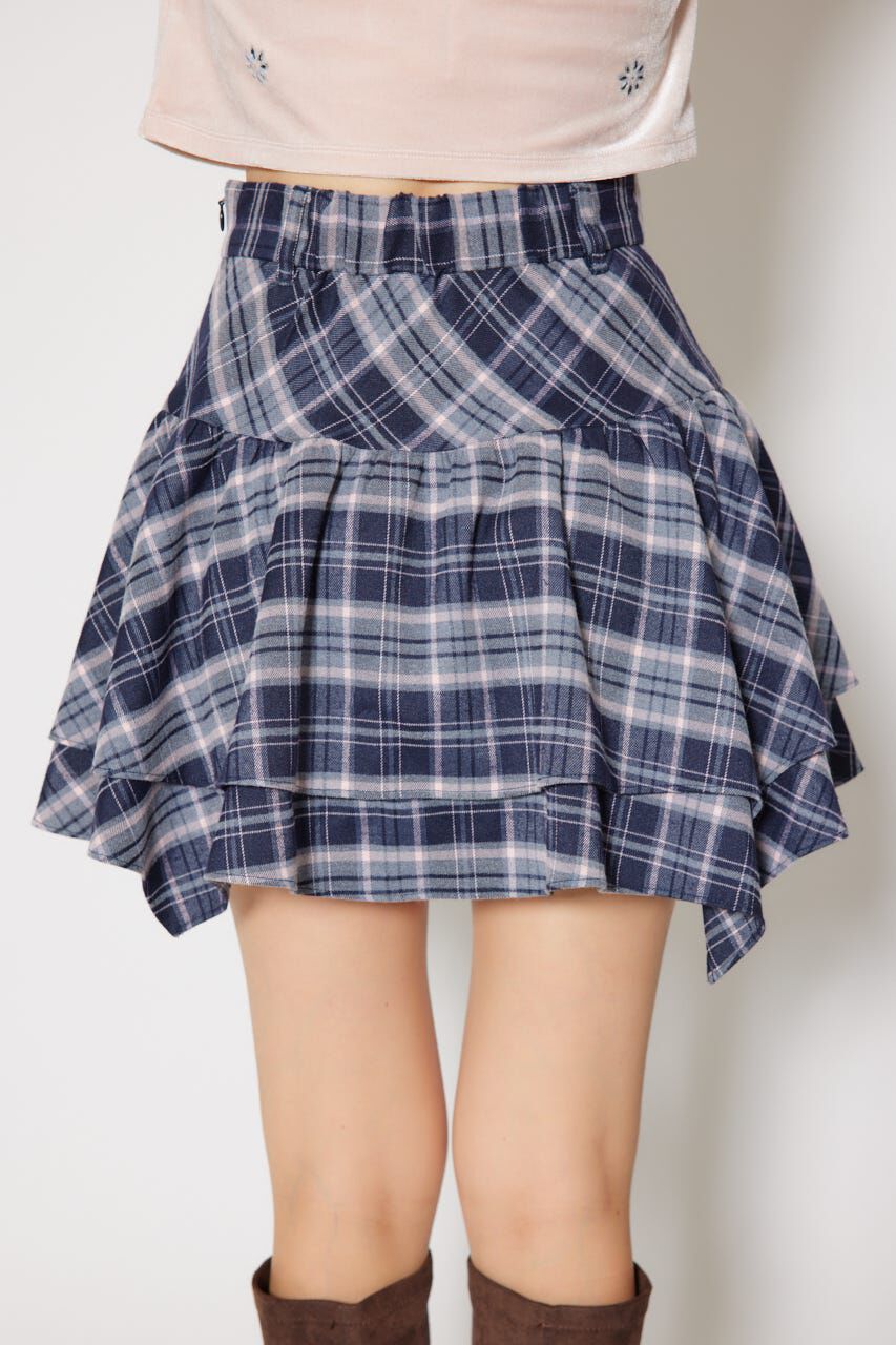 rienda「2WAYアシンメトリーチェックジャストウエストスカート」|スカート|