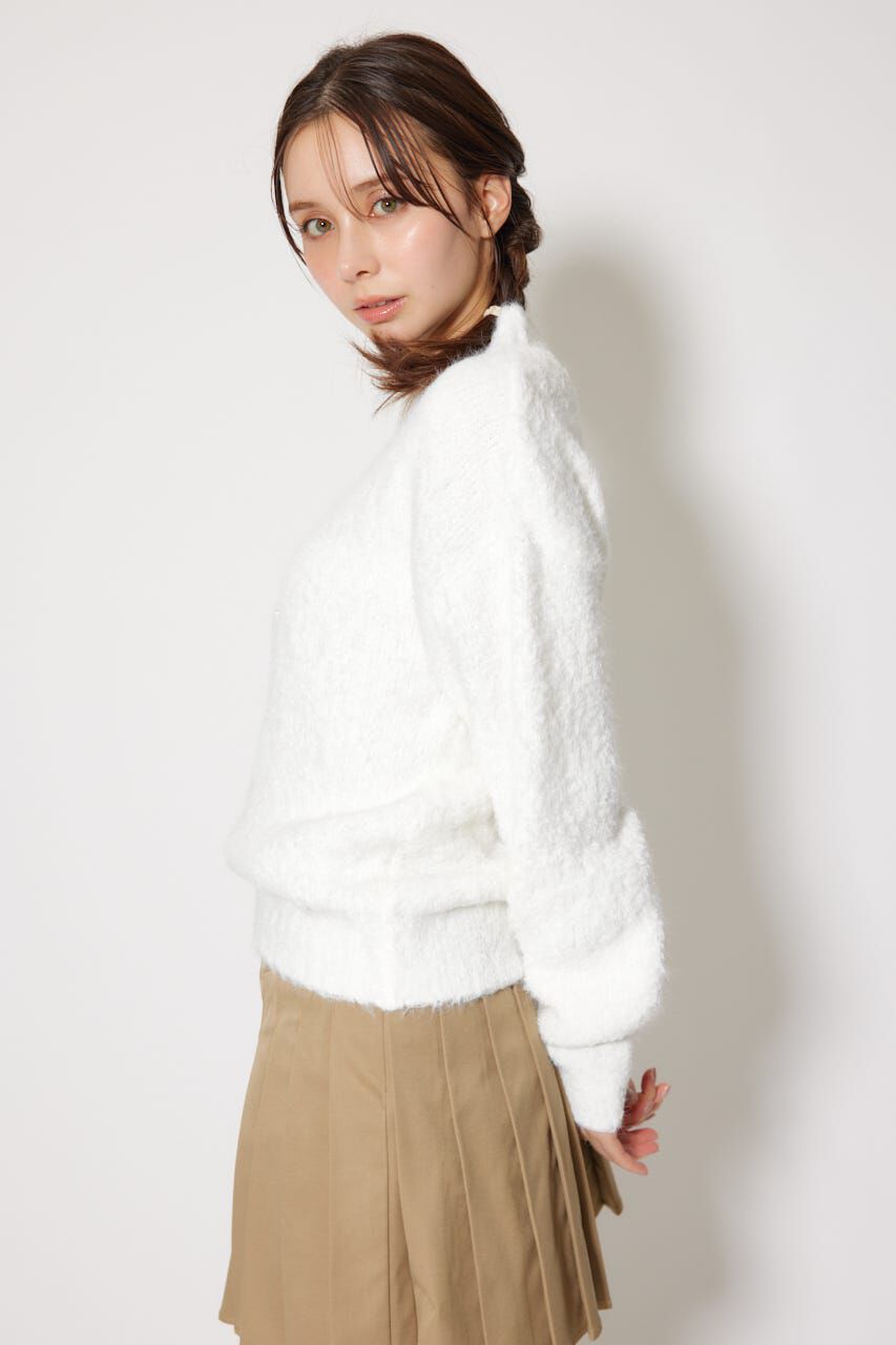 rienda「フェイクレザーロゴシャギーニットトップス」|ニット・セーター|