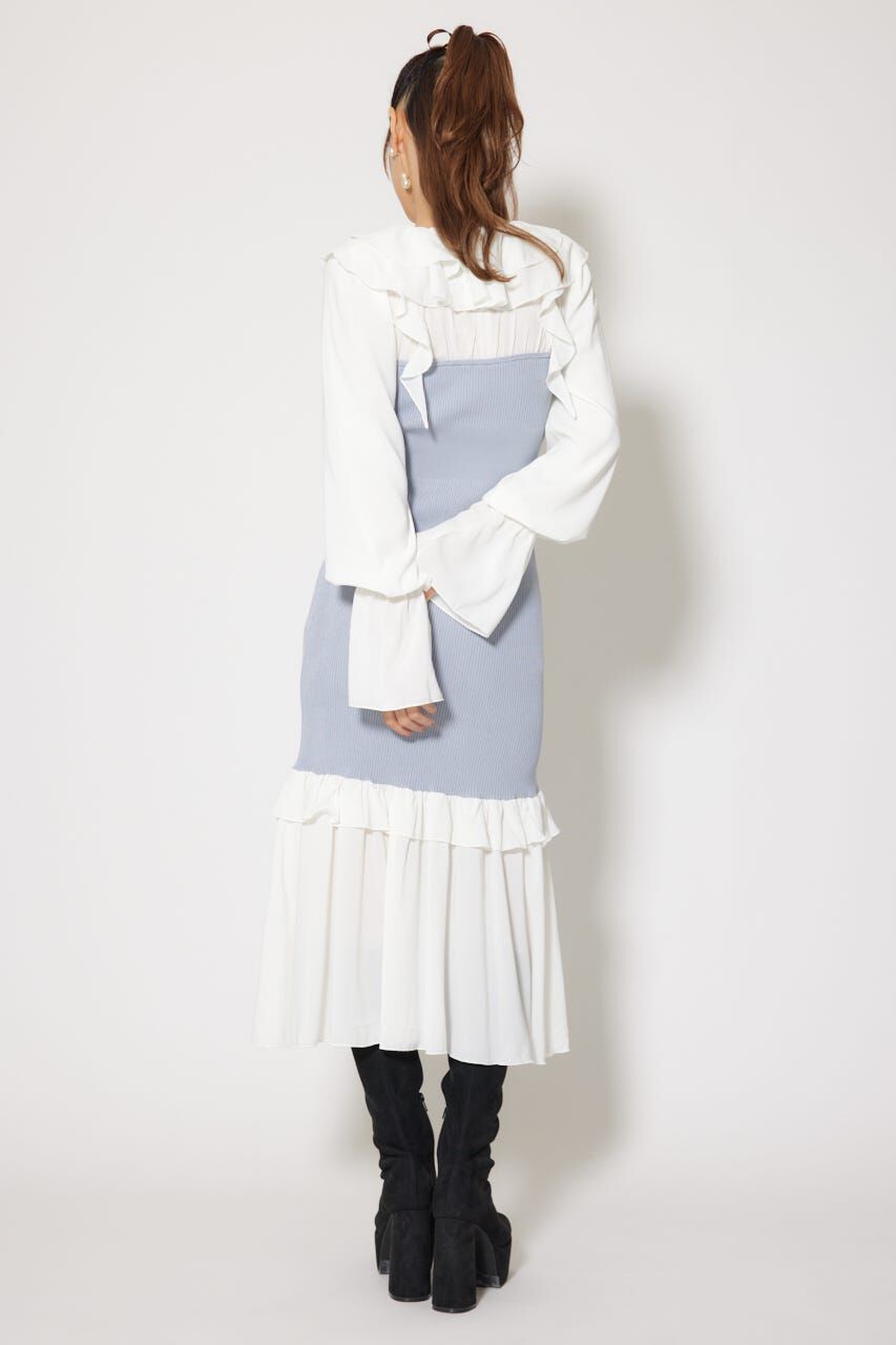 rienda「ダブルフリルコンビニットワンピース」|ワンピース|