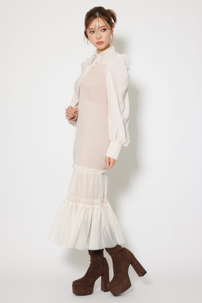 rienda「チュールドッキングニットマーメイドワンピース」|ワンピース|