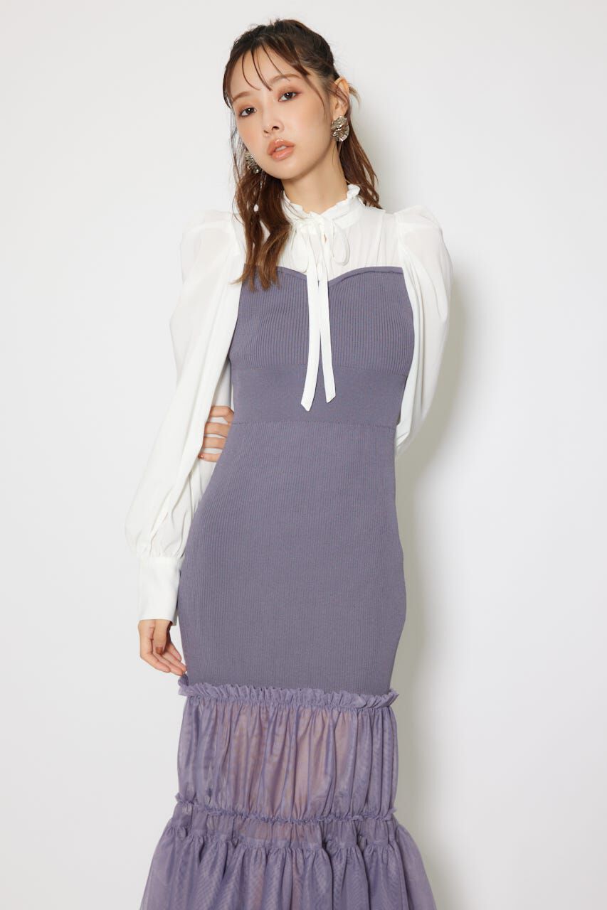 rienda「チュールドッキングニットマーメイドワンピース」|ワンピース|