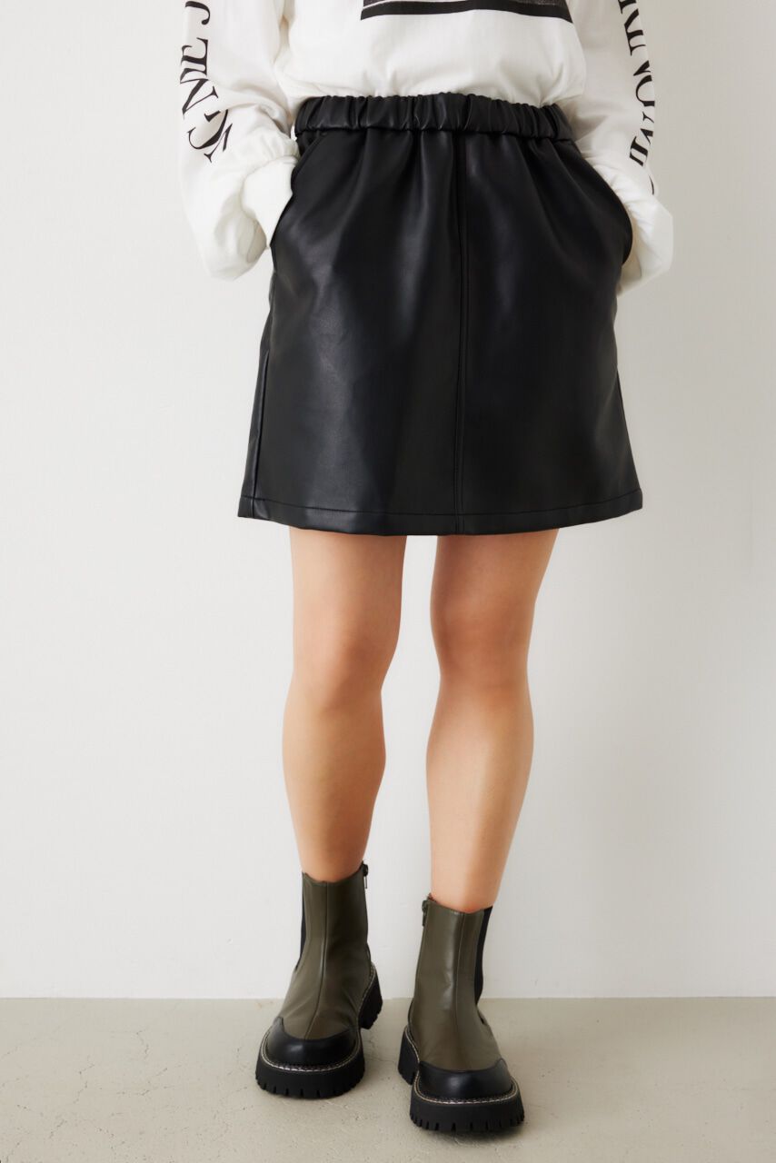 RODEO CROWNS「フェイクレザーミニスカート」|スカート|BLK