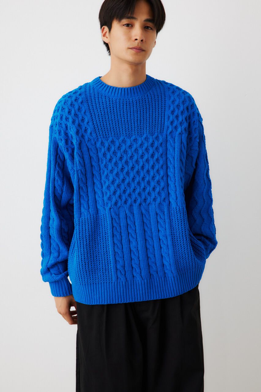 RODEO CROWNS「メンズモールケーブルニットトップス」|ニット・セーター|