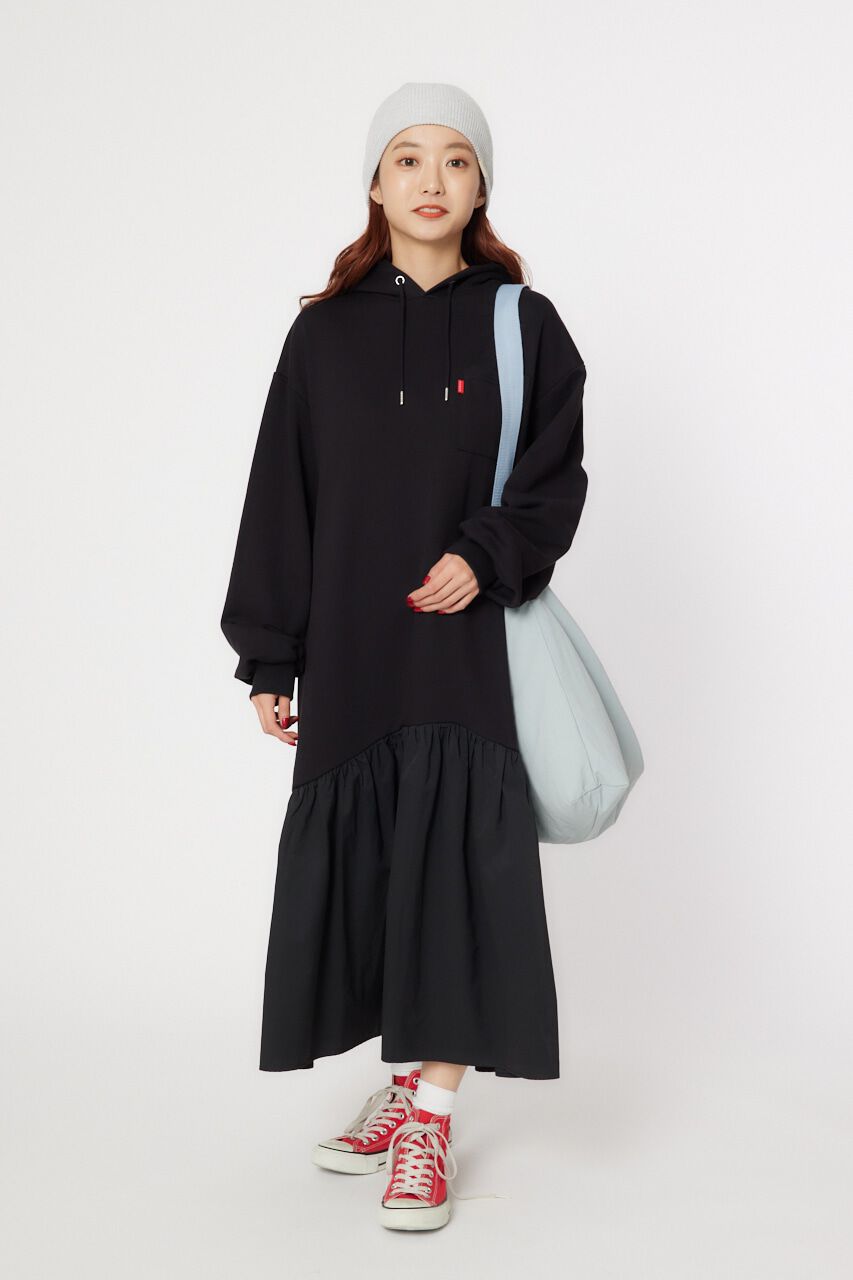 RODEO CROWNS「アシメギャザードッキングマキシワンピース」|ワンピース|BLK