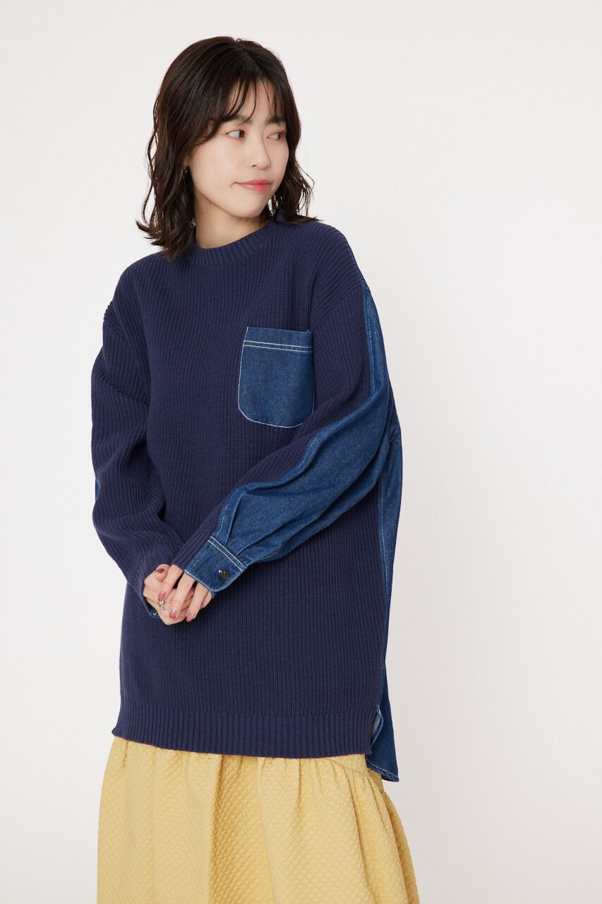 RODEO CROWNS「デニムドッキングニットワンピース」|ワンピース|NVY
