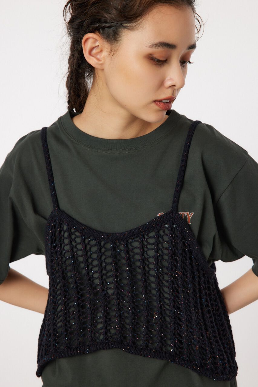 RODEO CROWNS「ラメニットメッシュビスチェ」|キャミソール|