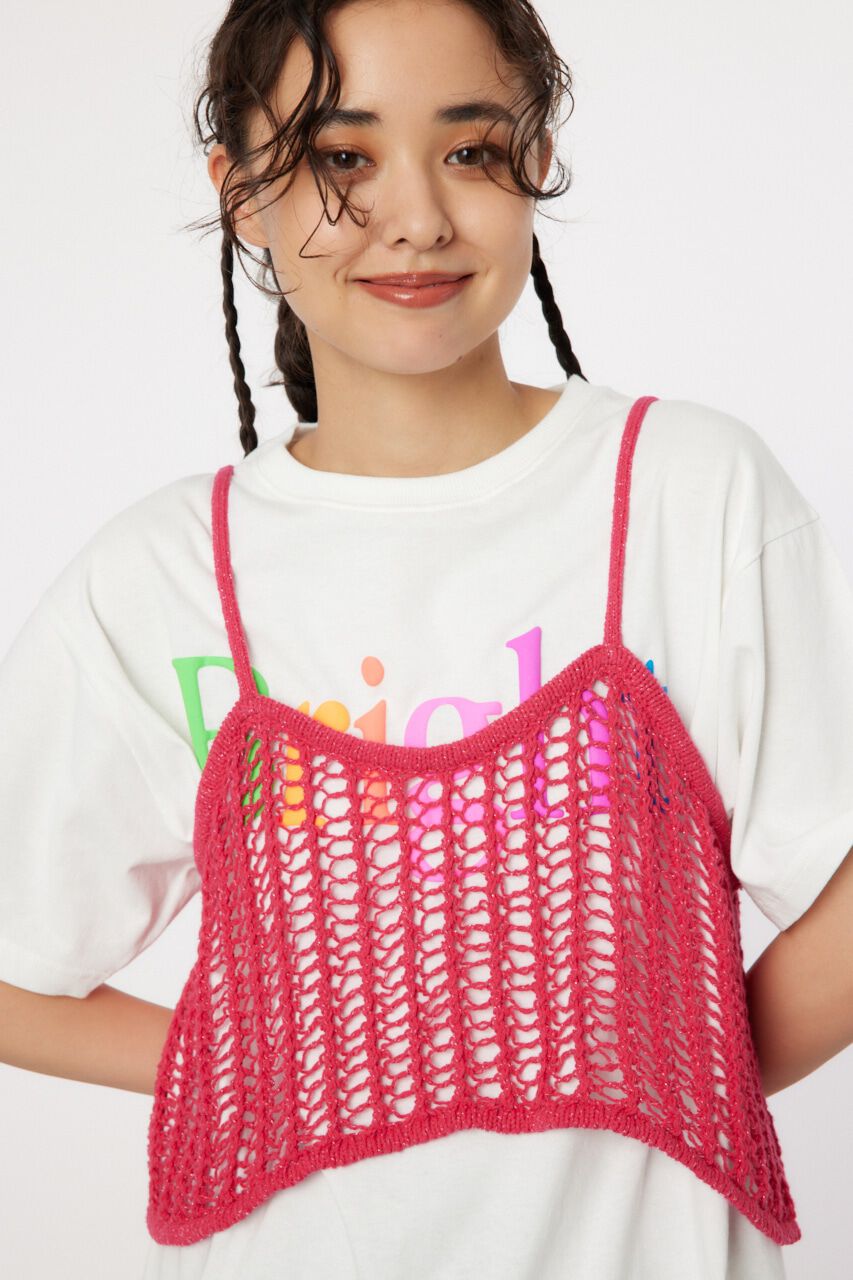 RODEO CROWNS「ラメニットメッシュビスチェ」|キャミソール|