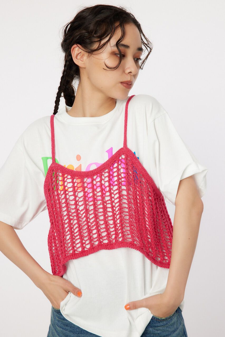 RODEO CROWNS「ラメニットメッシュビスチェ」|キャミソール|