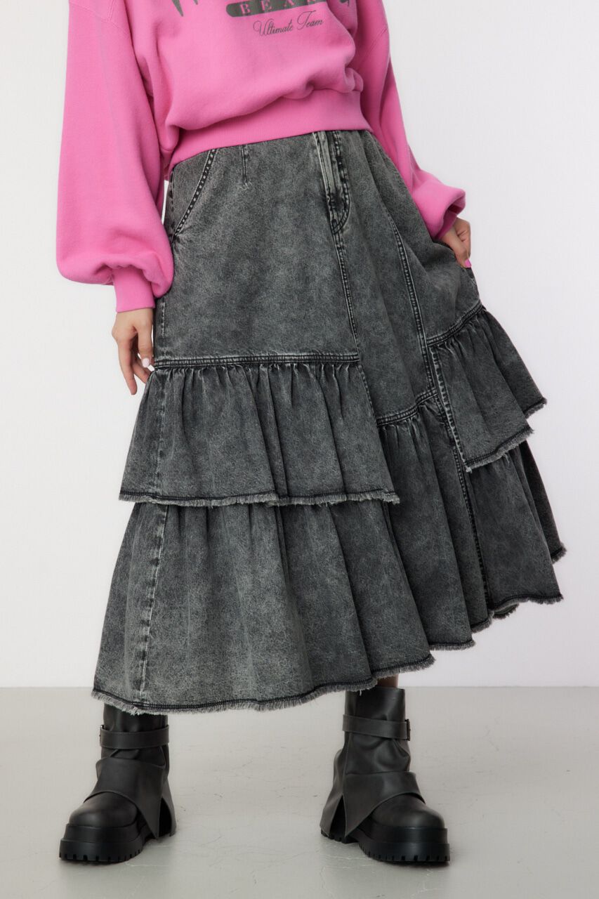 RODEO CROWNS「CHEMICAL DENIM TIERED SK」|スカート|