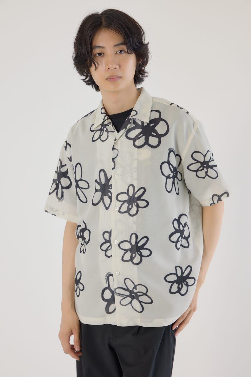 RODEO CROWNS「ポリメッシュフラワーシャツ」|シャツ・ブラウス|O/WHT1