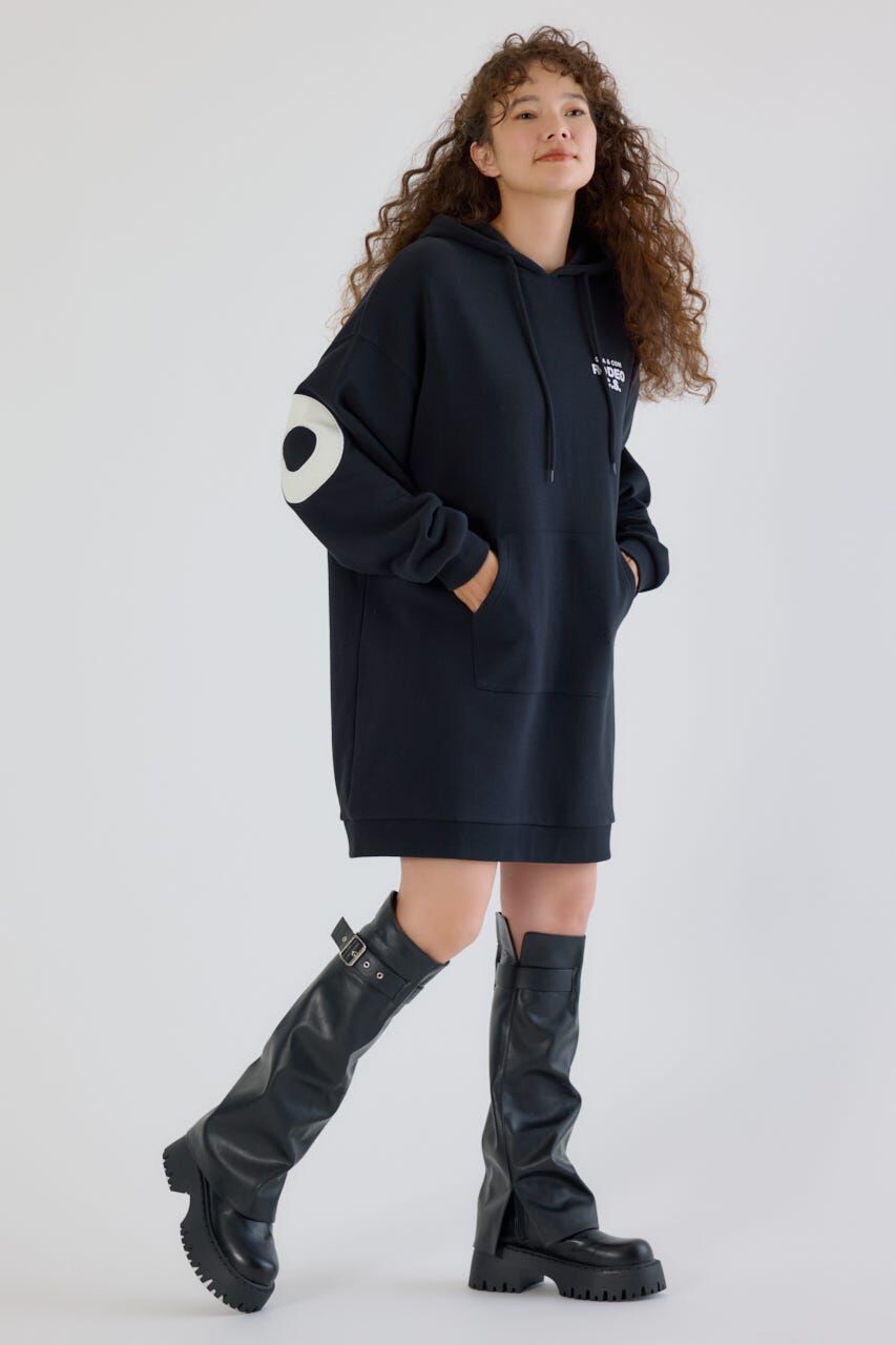 RODEO CROWNS「フェイクレザーパッチパーカーワンピース」|ワンピース|