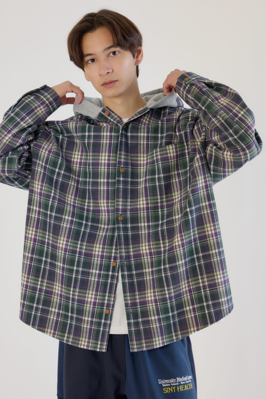 RODEO CROWNS「ボンディングフーデッドチェックシャツ」|シャツ・ブラウス|