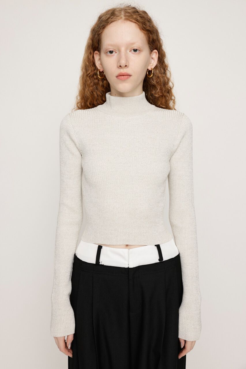 SLY「SHINY CROPPED KNIT トップス」|ニット・セーター|WHT