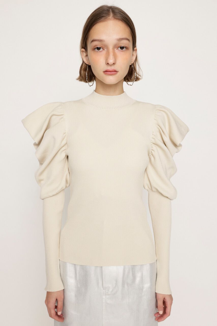 SLY「PUFF SLEEVE RIB トップス」|ニット・セーター|