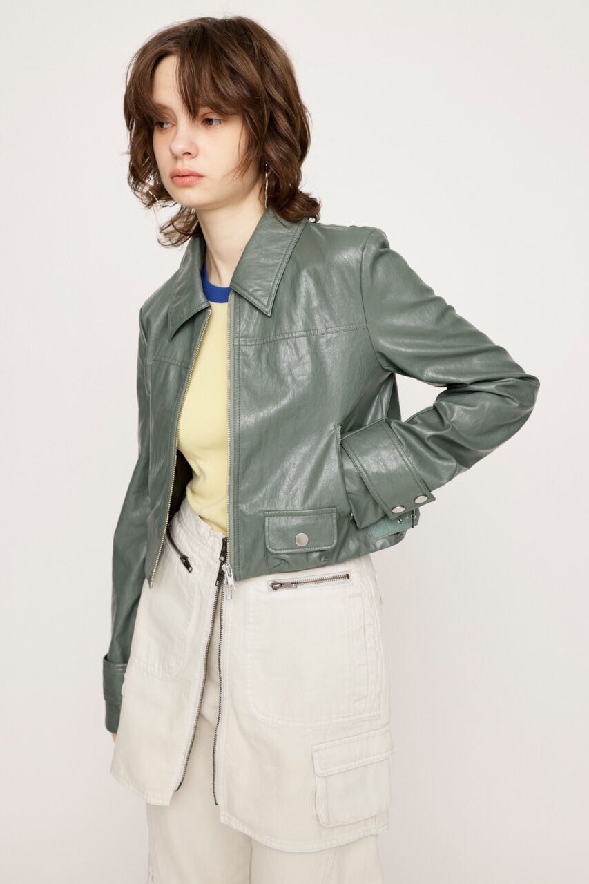 SLY「CROP F／LEATHER ZIP ジャケット」|その他|